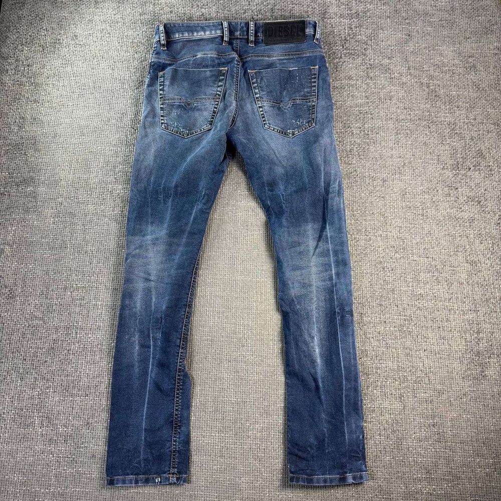 Diesel Tepphar Slim-Carrot Jeans Mens 32 Blue Distressed Tapered Denim